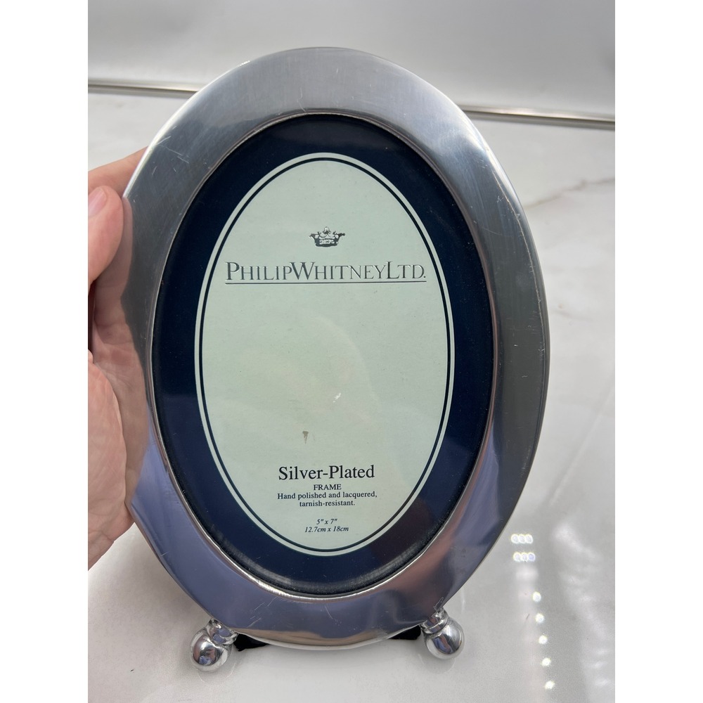 Philip Whitney Ltd Picture Frame Silver Plated Oval 6x8 Tabletop - Picture 7 of 12